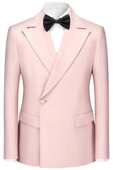 Modern Peaked Lapel Pink Prom Suits For Men