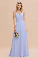 Modest Halter V-Neck Sleeveless Long Bridesmaid Dresses Online-27dress