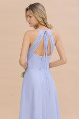 Modest Halter V-Neck Sleeveless Long Bridesmaid Dresses Online-27dress