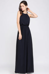 Modest High-Neck Halter Chiffon Junior Bridesmaid Dress Affordable-27dress
