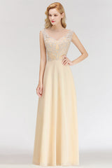 Modest Jewel Champagne Lace Bridesmaid Dresses with Beadings-27dress