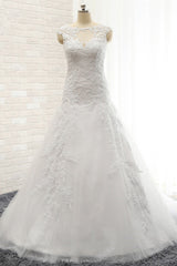 Modest Sleeveless Jewel Wedding Dresses With Appliques White Mermaid Bridal Gowns On Sale-27dress