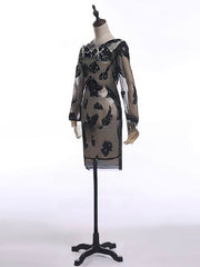 Multi Colours Sheath/Column Scoop Neck Dress with Elastic Woven Satin Appliques and Zipper for Mother of the Bride