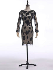 Multi Colours Sheath/Column Scoop Neck Dress with Elastic Woven Satin Appliques and Zipper for Mother of the Bride