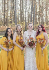 Mustard Multiple A-Line Bridesmaid Dresses Long-27dress