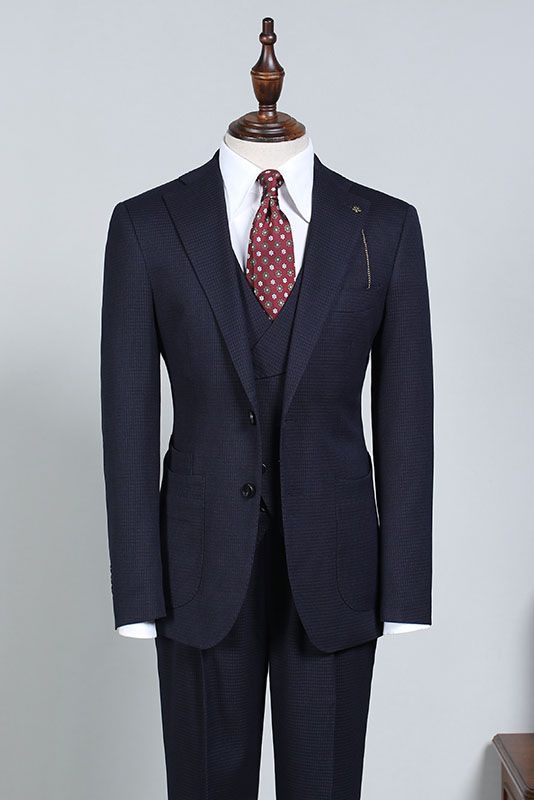Navy Blue 3 Pieces Slim Fit Bespoke Business Suit