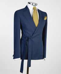 Notched Lapel Two Pieces Classic Navy Blue Prom Suits