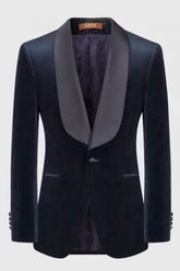 Shawl Lapel Formal Velvet Navy Blue Wedding Suits
