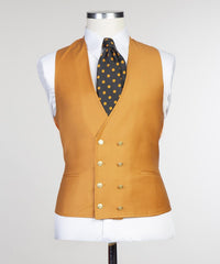 New Arrival Dark Peaked Lapel 3-Pieces Fashion Men Yellow Business Suits