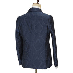 New Arrival Navy Blue Slim Fit Jacquard Peaked Lapel Wedding Men Suits