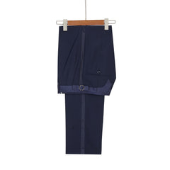 New Arrival Navy Blue Slim Fit Jacquard Peaked Lapel Wedding Men Suits