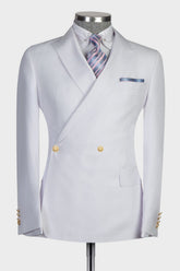 New Arrival White Double Breasted Slim Fit Bespoke Prom Men Suits