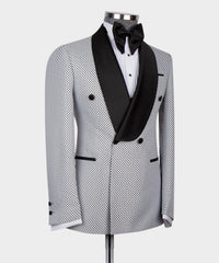 New Arrival White Double Breasted Slim Fit Shawl Lapel Men Suits