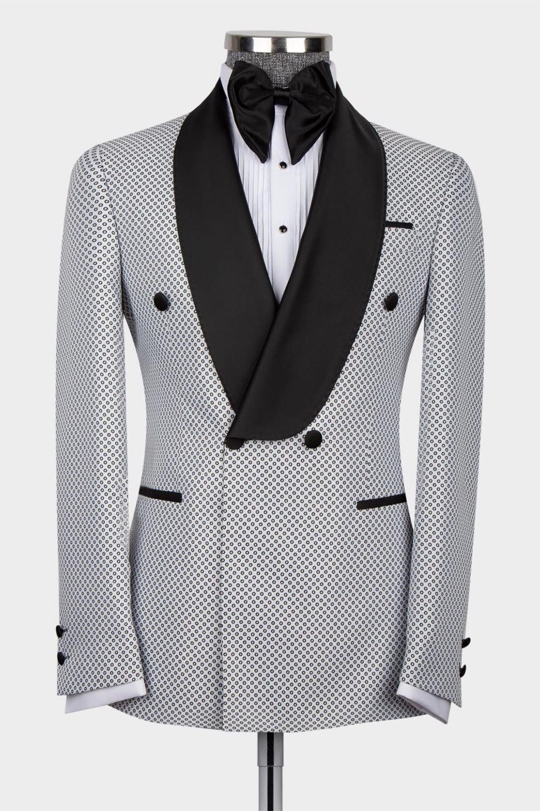 New Arrival White Double Breasted Slim Fit Shawl Lapel Men Suits