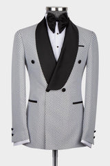 New Arrival White Double Breasted Slim Fit Shawl Lapel Men Suits