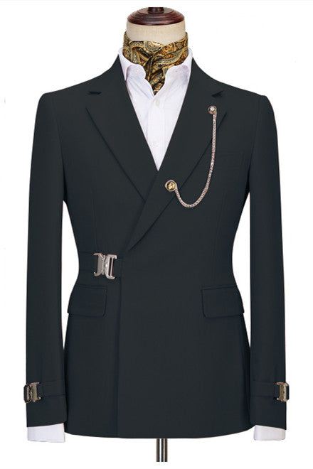 Newest Black Button Notched Lapel Men Suits For Business