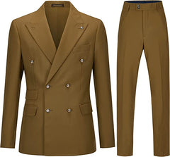Newest Brown Double Breasted Men Suits For Prom