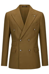 Newest Brown Double Breasted Men Suits For Prom