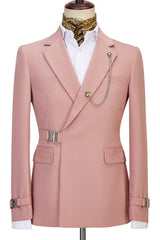 Newest Pink Slim Fit Bespoke Prom Men Suit with Belt