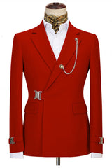 Newest Red Notched Lapel Two Pieces Men Suit For Prom