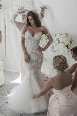 Off-the-Shoulder Lace Wedding Dress Mermaid Long-27dress