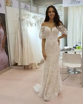 Off-the-Shoulder Lace Wedding Dress Mermaid With Ruffles-27dress