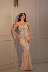 27DRESS Off-the-shoulder Mermaid Formal Evening Dresses With Rhinestones