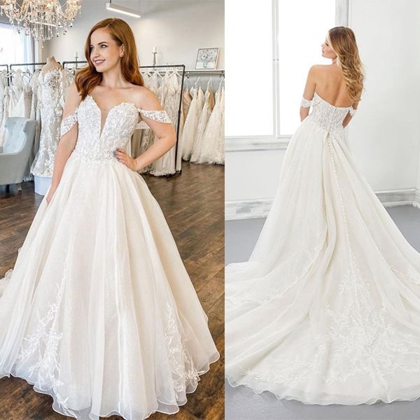 A-Line/Princess Off the shoulder Half Sleeves Ankle-Length Wedding Guest Dresses with 3D Flower