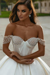Off-the-Shoulder Princess Wedding Dress With Crystals-27dress