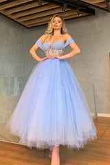 Off-the-Shoulder Prom Dress Sweetheart with Crystals