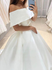 Off-the-shoulder Satin Court Train Ball Gown Wedding Dresses