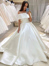 Off-the-shoulder Satin Court Train Ball Gown Wedding Dresses