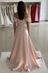 Off-the-Shoulder Satin Long Prom Dress with Sequin-27dress