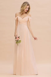 Off-the-Shoulder Sweetheart Ruched Long Bridesmaid Dress Online-27dress