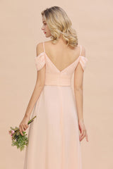 Off-the-Shoulder Sweetheart Ruched Long Bridesmaid Dress Online-27dress