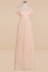 Off-the-Shoulder Sweetheart Ruched Long Bridesmaid Dress Online-27dress