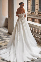Off-the-Shoulder Wedding Dress With Appliques-27dress