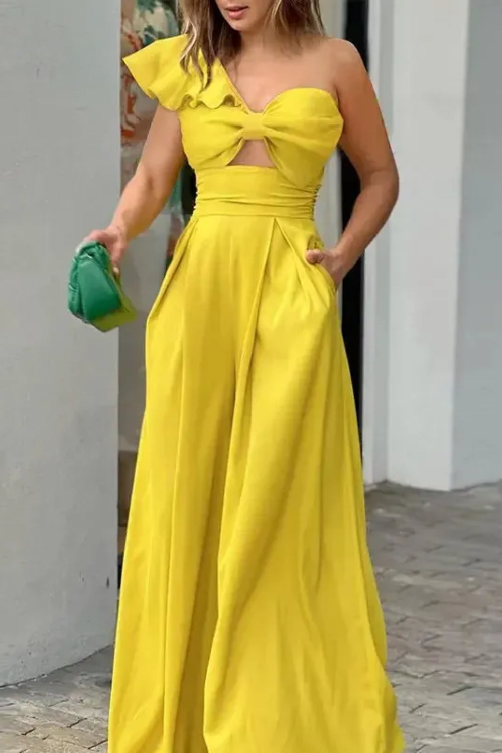 One Shoulder Sleeveless Jumpsuits for Women with Hollow Bow-27dress