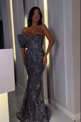 One Shoulder Sleeveless Mermaid Long Prom Dress With Appliques
