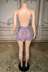 One-Shoulder Tulle Sleeveless Mini Homecoming Dress with Diamonds-27dress