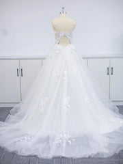Open Back Appliques Wedding Dress Tulle Bridal Gowns-27dress