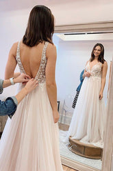 Open Back Lace Wedding Dress Sleeveless Tulle With Lace-27dress