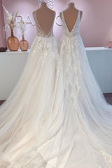 Open Back Sleeveless Wedding Dress Tulle With Lace-27dress