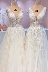 Open Back Sleeveless Wedding Dress Tulle With Lace-27dress