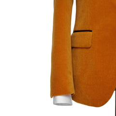 Orange Notched Lapel Two Pieces Simple Velvet Prom Suits