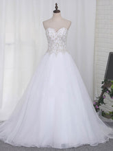 Organza Sweep Train Wedding Dresses with Beading - Ball Gown Sweetheart