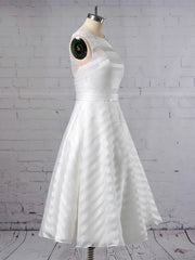 Organza Tea-length Wedding Dress with Sashes & Ribbons
