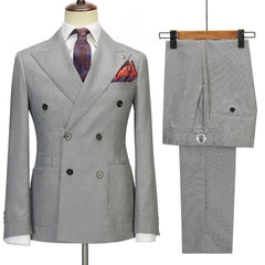 Peaked Lapel Double Breasted Plaid Prom Suits
