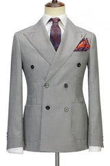 Peaked Lapel Double Breasted Plaid Prom Suits