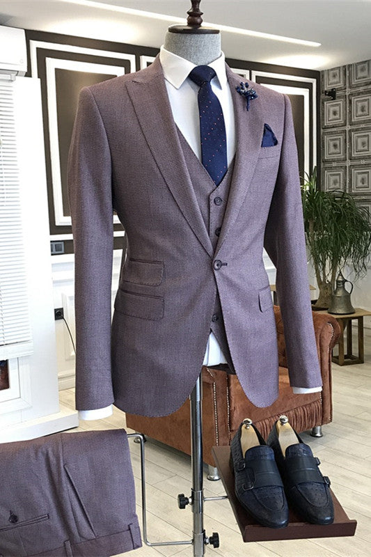 Peaked Lapel Three Pieces Chic Men Suits For Business
